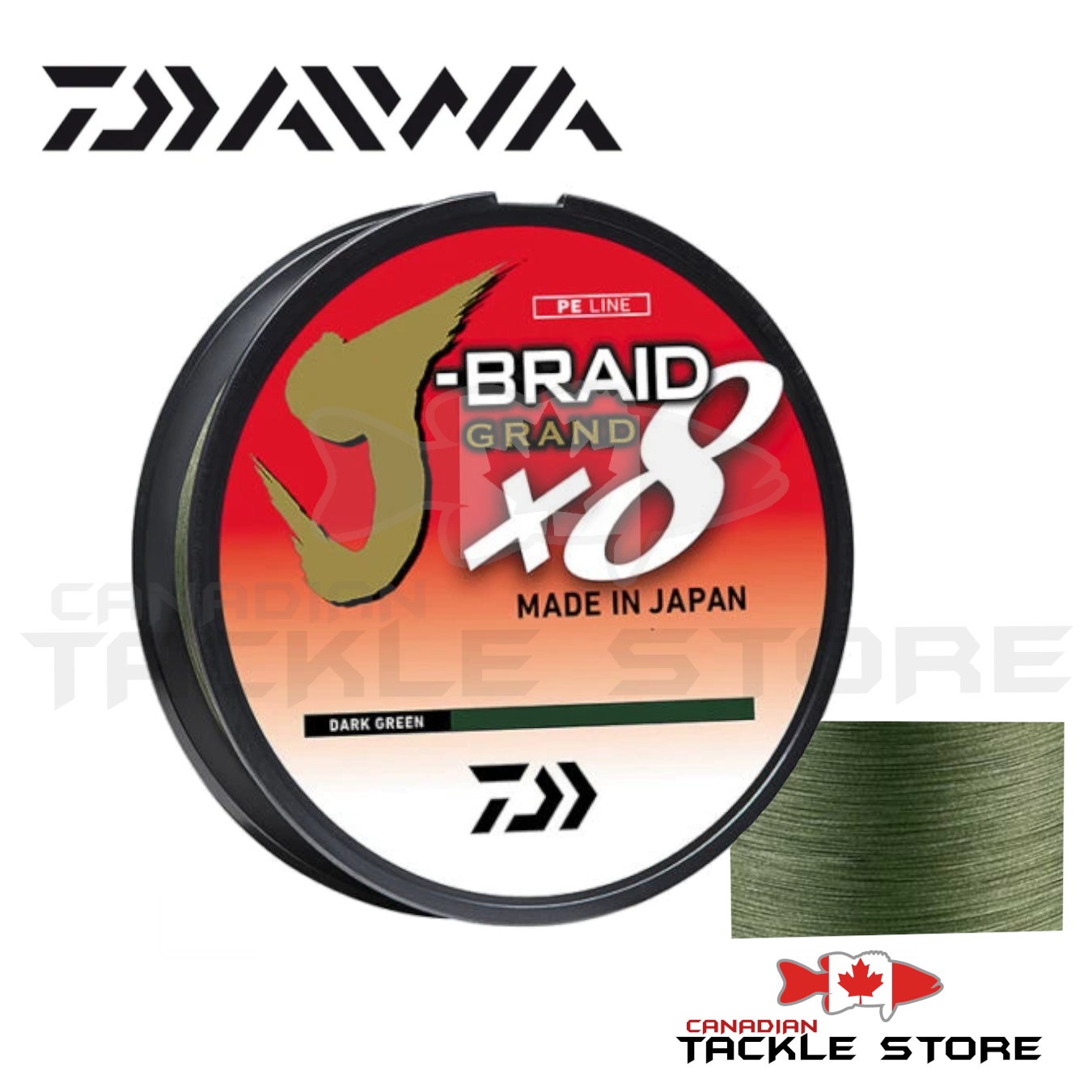 Daiwa J-Braid Grand x8 - 40lb 3000yd Dark Green - JBGD8U40-3000DG